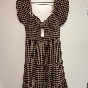 Aeropostale Black and Tan Checkered Mini Dress